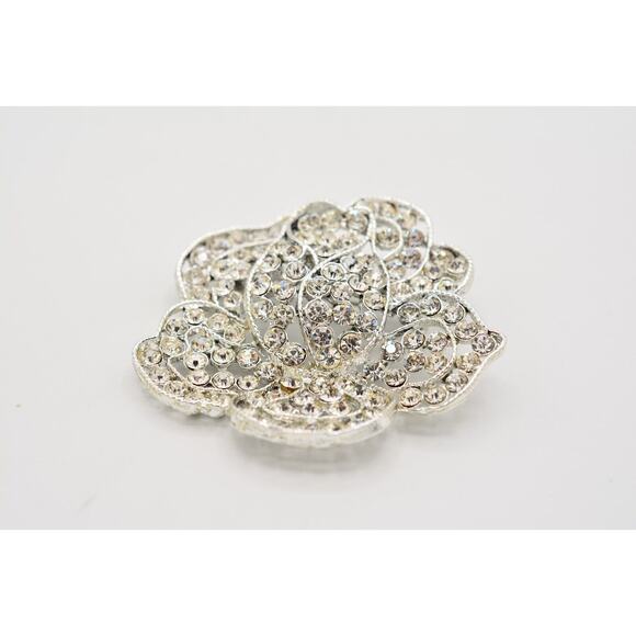 Weiss Vintage Crystal Flower Pin Brooch Rhinestone Sparkling Silver Signed BinJ - Picture 5 of 12